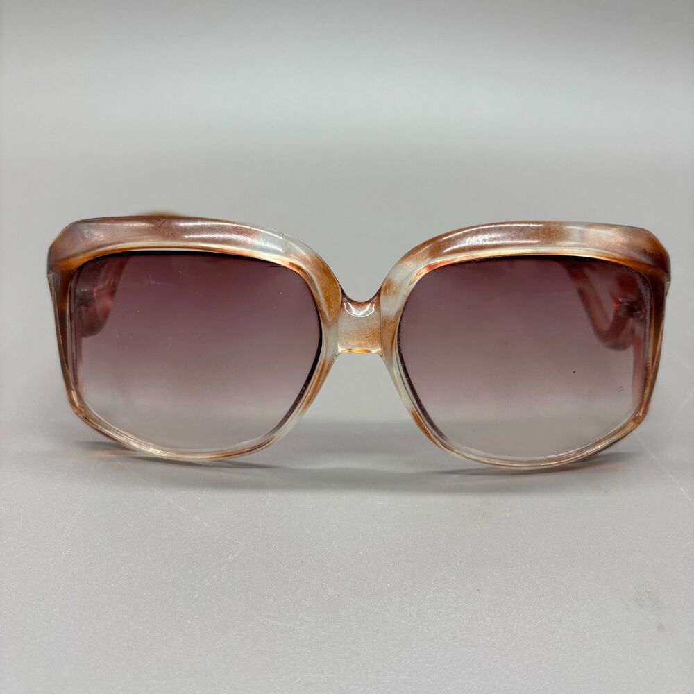 Vintage Oversized Sunglasses Italy Tortoise Shell Gradient Lenses Square Frame